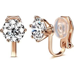 Rose Gold and Crystal Clip-On Earrings